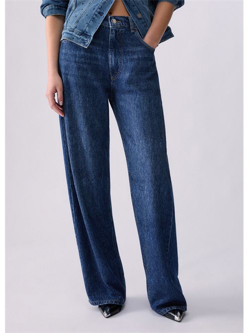 Jeans straight con strass LIU JO | UF6166D0373/79111